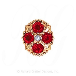 GS526 PL/G - 14 Karat Gold Slide with Pearl center and Garnet accents 